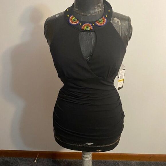 Rampage Black Embellished halter top, size Medium - Picture 1 of 3